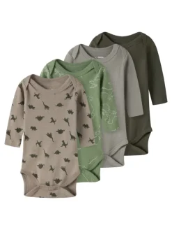 Langärmeliger Body in Olive Night