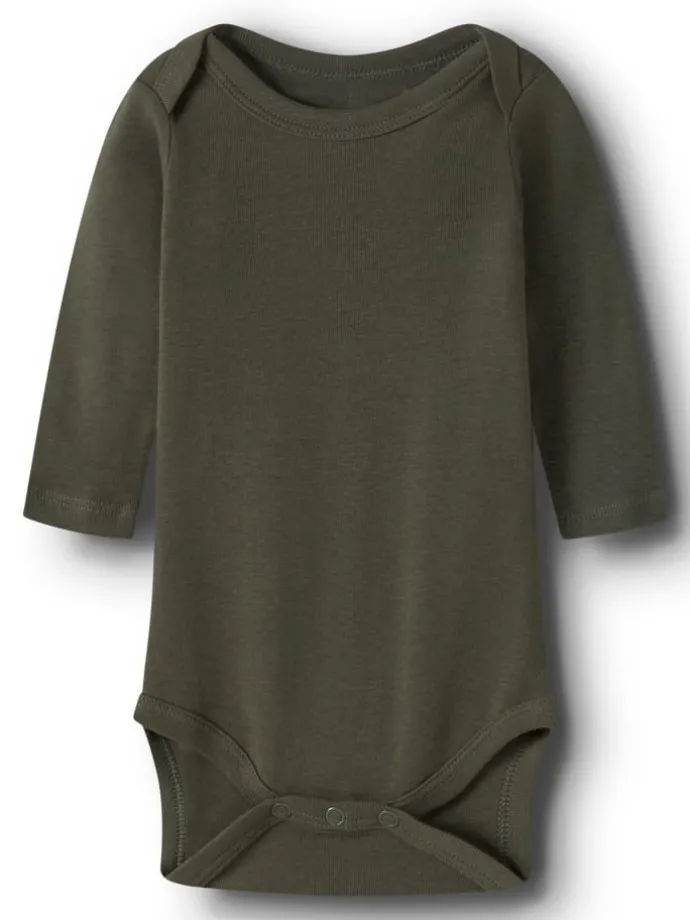 Langärmeliger Body in Olive Night