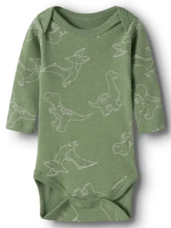 Langärmeliger Body in Olive Night