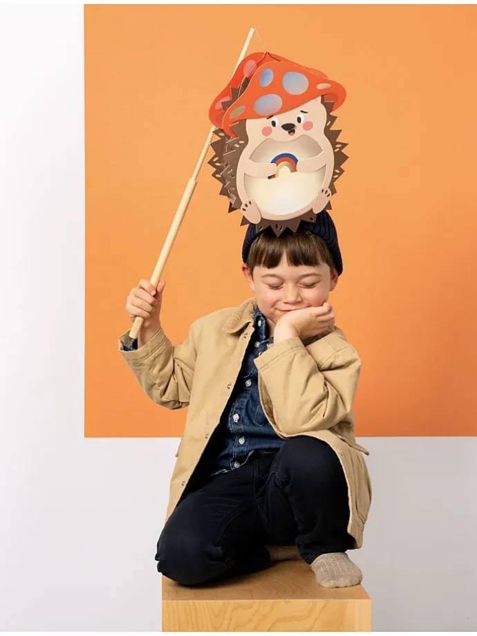 Laternen-Bastelset "Hedgehog" in Beige/ Braun/ Rot - ab 5 Jahren