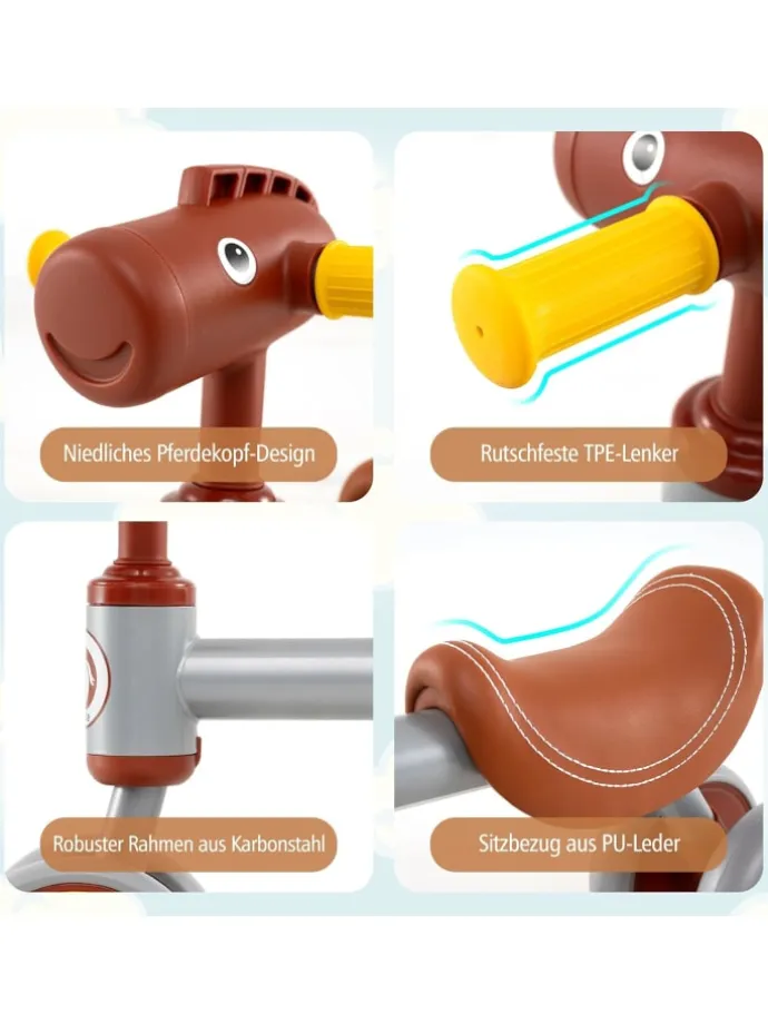 Lauflernrad 4 Räder in Braun