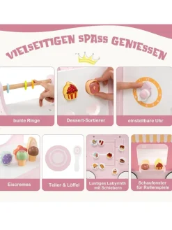 Lauflernwagen Holz Höhenverstellbar mit Aktivitätszentrum in Rosa