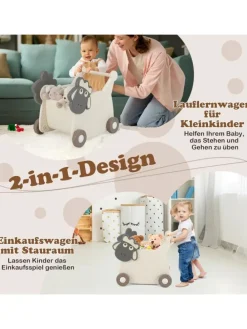 Lauflernwagen mit 18 L Stauraum in Beige