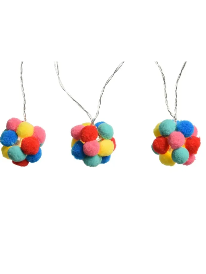 LED Deko Lichterkette bunte Pompoms L: 1,8m in bunt