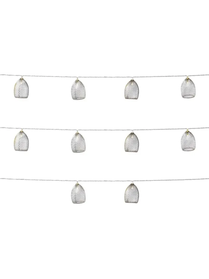 LED Deko Lichterkette Glamour 10 Lampenschirme L: 1,8m in silber