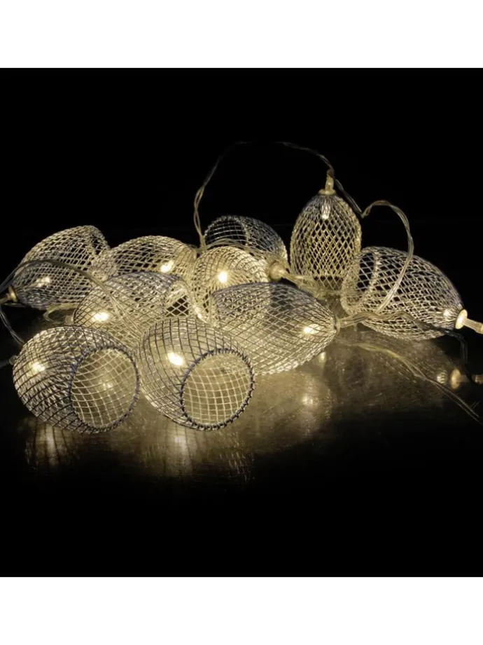 LED Deko Lichterkette Glamour 10 Lampenschirme L: 1,8m in silber