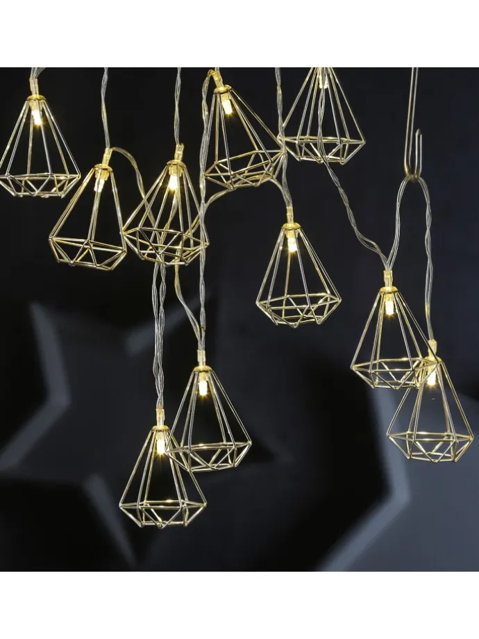 LED Lichterkette DIAMANT 10 kleine beleuchtete Rubine L: 1,6m in silber