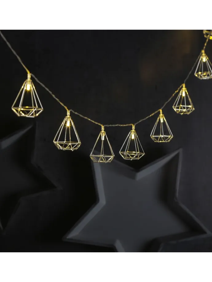 LED Lichterkette DIAMANT 10 kleine beleuchtete Rubine L: 1,6m in silber