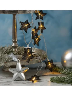 LED Lichterkette  Sterne Dekolichterkette Weihnachten 0,9m in schwarz