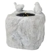 LED Solar Brunnen mit Vögelchen Zierbrunnen Tränke H: 34cm in grau