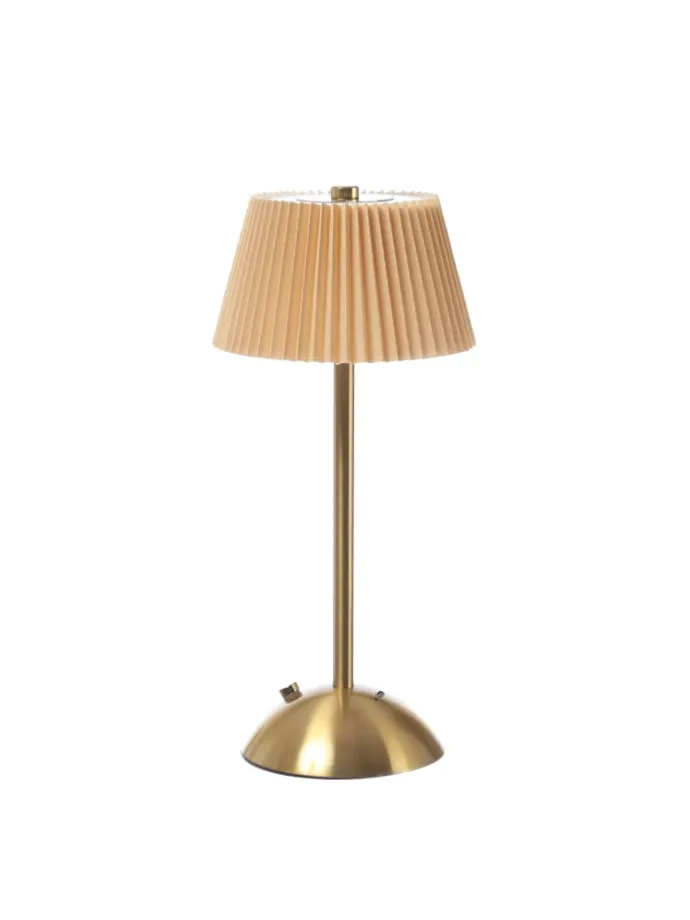 LED Tischlampe mit Schirm aufladbar dimmbar 3 Lichtfarben H: 30,5cm braun