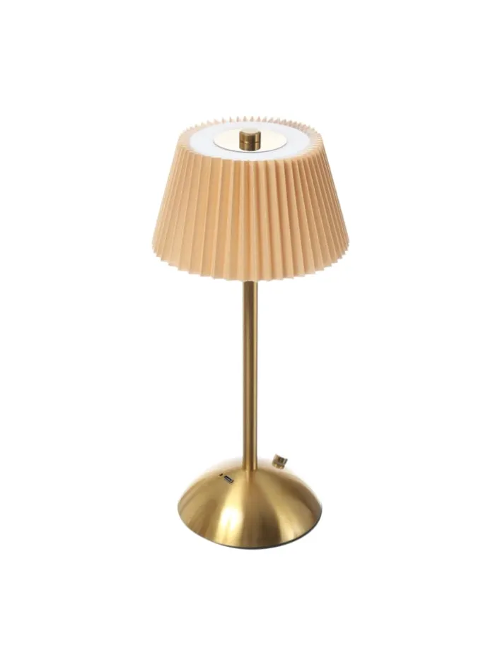 LED Tischlampe mit Schirm aufladbar dimmbar 3 Lichtfarben H: 30,5cm braun