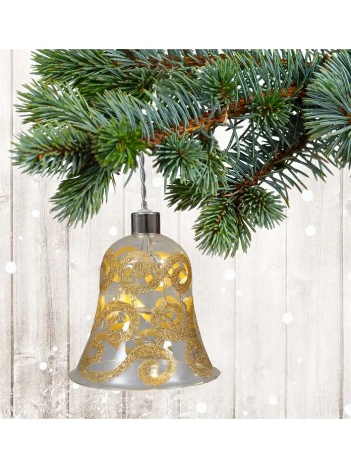 LED Weihnachtsartikel "GLOCKE" in gold - (L)11 cm x (B)11 cm x (H)13 cm