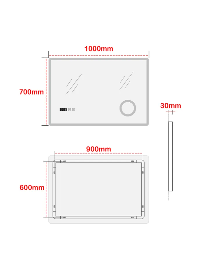 LED-Badezimmerspiegel Racale in Weiß (H)70cm (B)100cm