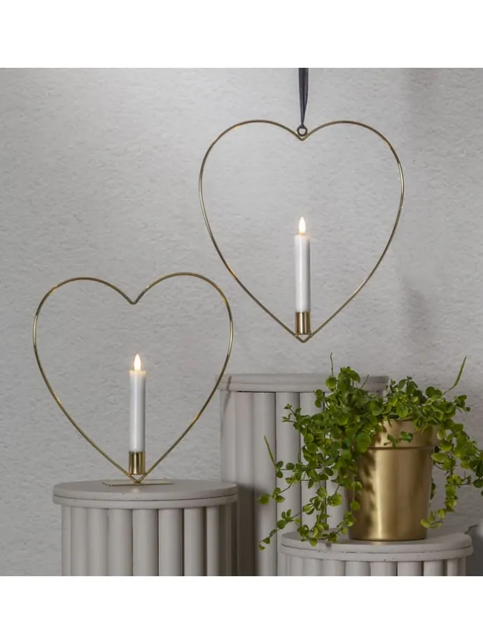LED-Dekoleuchte "Flamme Heart" in Gold - (B)28 x (H)28 cm