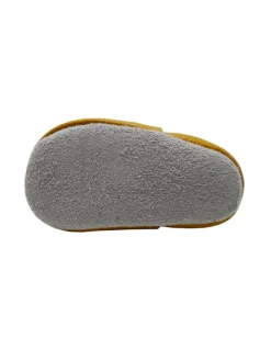 Leder Babyschuhe mit Schmetterlingsmuster, rutschfeste Sohle, sandgelb