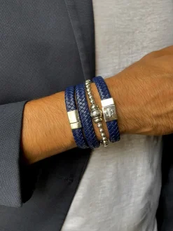 Leder-Armband in Blau