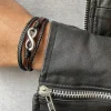 Leder-Armband in Schwarz/ Braun