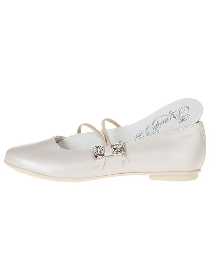 Leder-Ballerinas "Fantasy party" in Creme