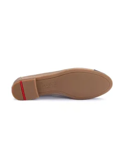 Leder-Ballerinas in Beige/ Dunkelblau