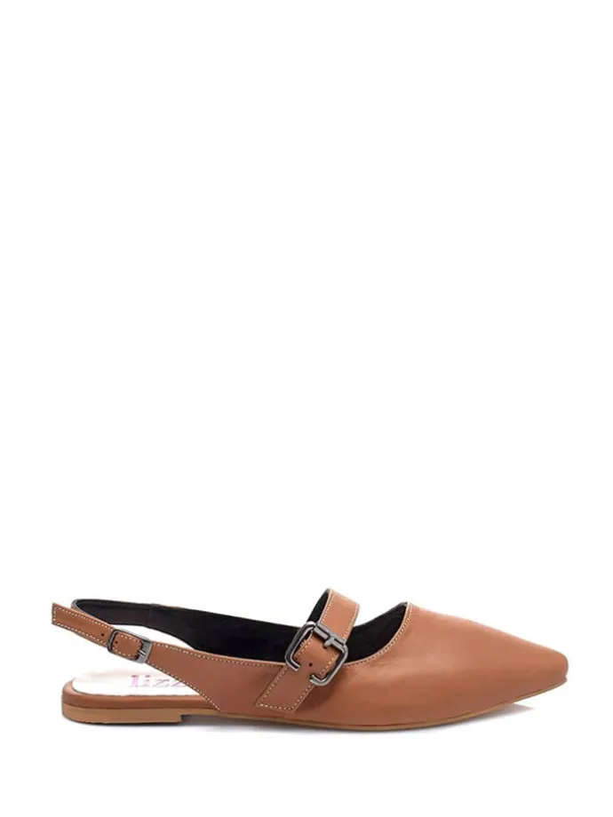 Leder-Ballerinas in Braun
