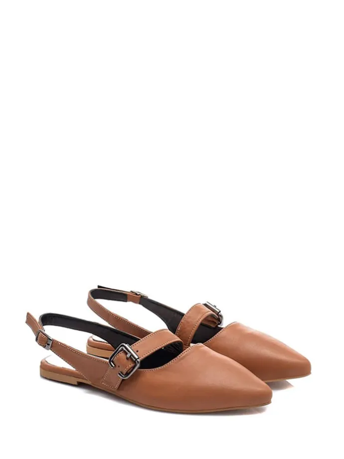 Leder-Ballerinas in Braun