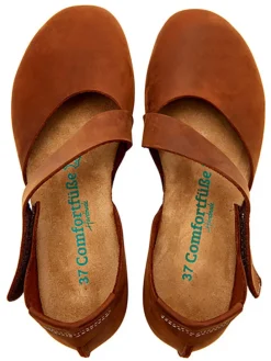 Leder-Ballerinas in Braun