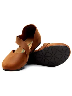Leder-Ballerinas in Braun