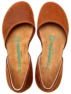 Leder-Ballerinas in Braun