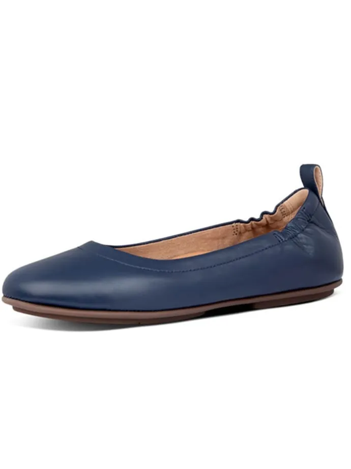 Leder-Ballerinas in Dunkelblau