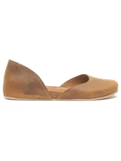 Leder-Ballerinas in Hellbraun