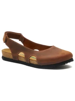 Leder-Ballerinas in Hellbraun