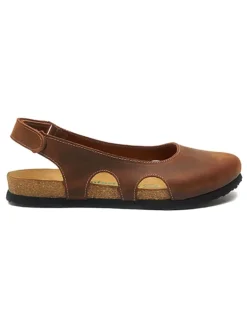 Leder-Ballerinas in Hellbraun