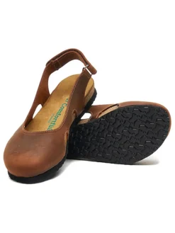 Leder-Ballerinas in Hellbraun