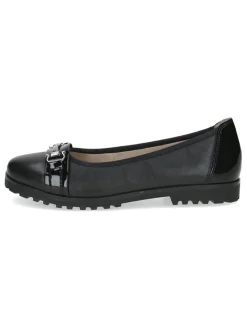 Leder-Ballerinas in Schwarz