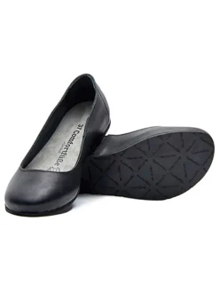 Leder-Ballerinas in Schwarz