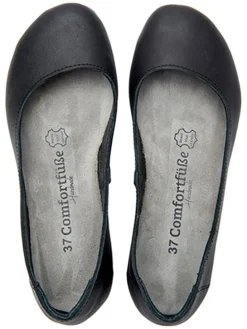 Leder-Ballerinas in Schwarz