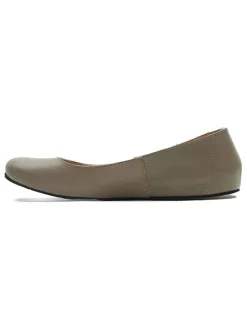 Leder-Ballerinas in Taupe
