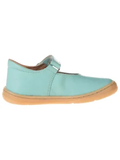 Leder-Ballerinas in Türkis