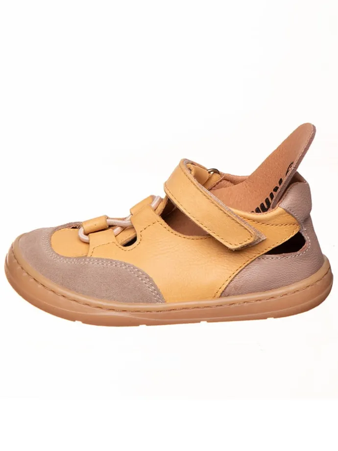 Leder-Barfußschuhe in Hellbraun/ Beige