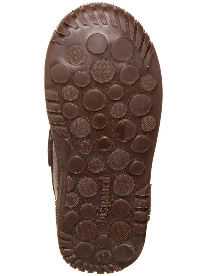 Leder-Boots in Dunkelblau/ Braun