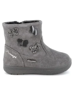 Leder-Boots in Grau