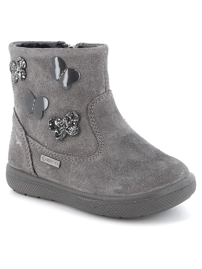 Leder-Boots in Grau