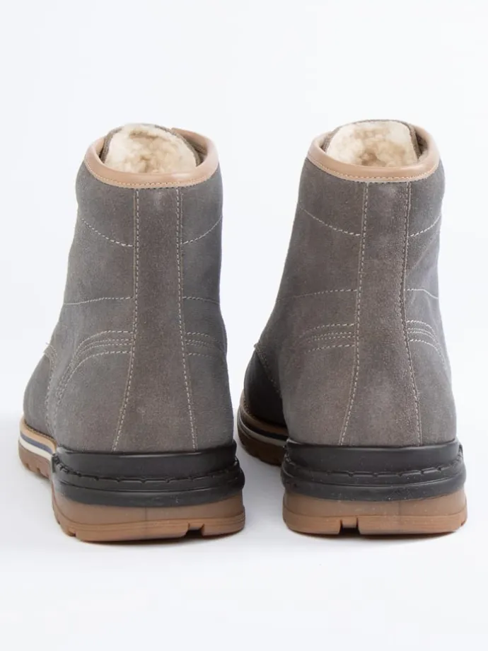 Leder-Boots in Grau