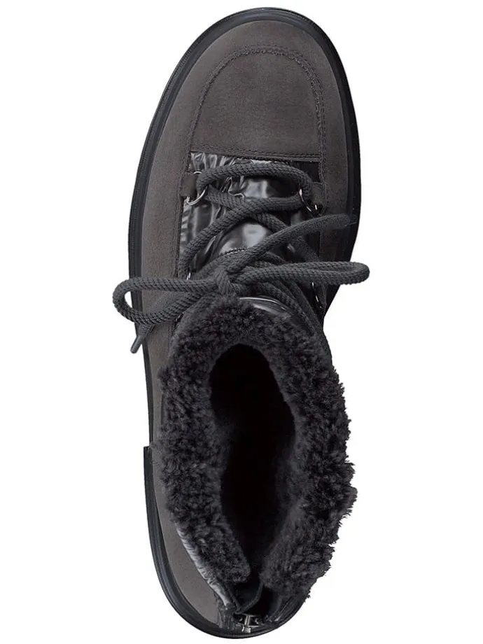 Leder-Boots in Schwarz/ Anthrazit