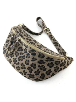 Leder-Brustbeutel in Taupe - (B)50 x (H)20 x (T)15 cm