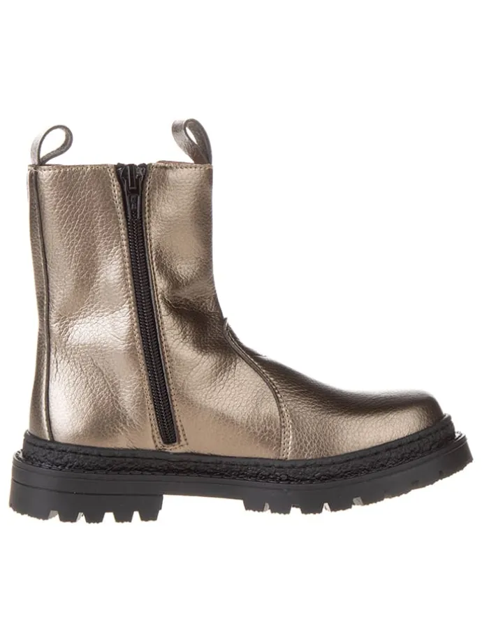 Leder-Chelsea-Boots in Gold