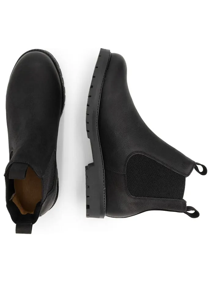 Leder-Chelsea-Boots in Schwarz