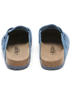 Leder-Clogs in Blau