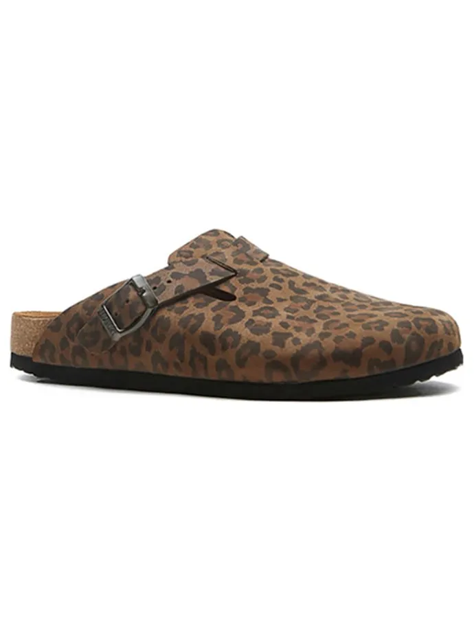Leder-Clogs in Braun/ Schwarz